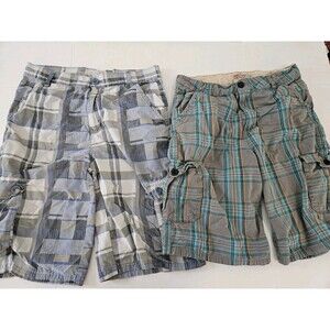 2 Pairs Plaid Cargo Shorts Boys 18 American Hawk & Smith's American